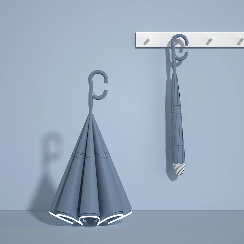 Damer innovativ mini sammenleggbart paraply med ergonomisk håndtak Luvikno