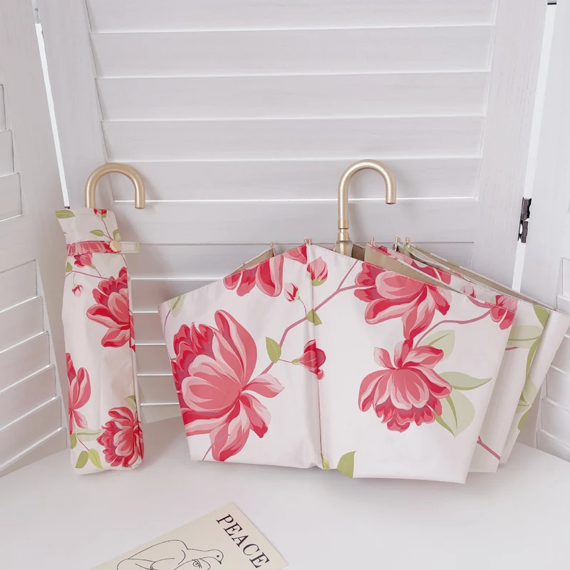 Dame sammenleggbart paraply med elegant hjerte-design Luvikno