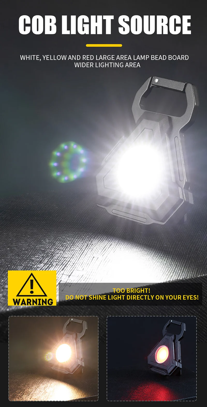 Mini LED Lommelykt USB Flaskekork Nøkkelring | Luvikno