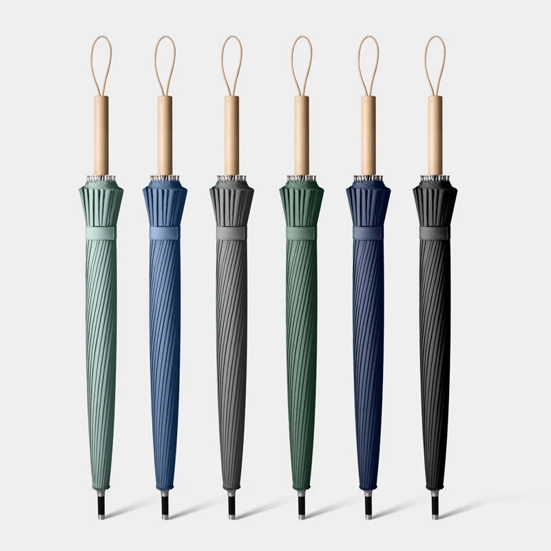 Damer elegant zusammenklappbar paraply med ergonomisk treskaft Luvikno
