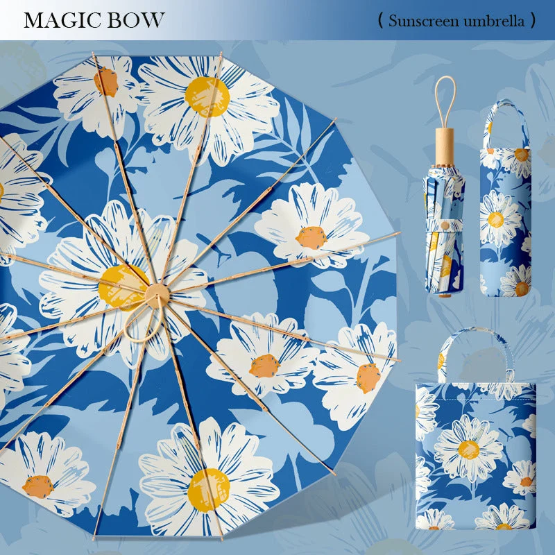 Damer elegant paraply med blomstermønster Luvikno