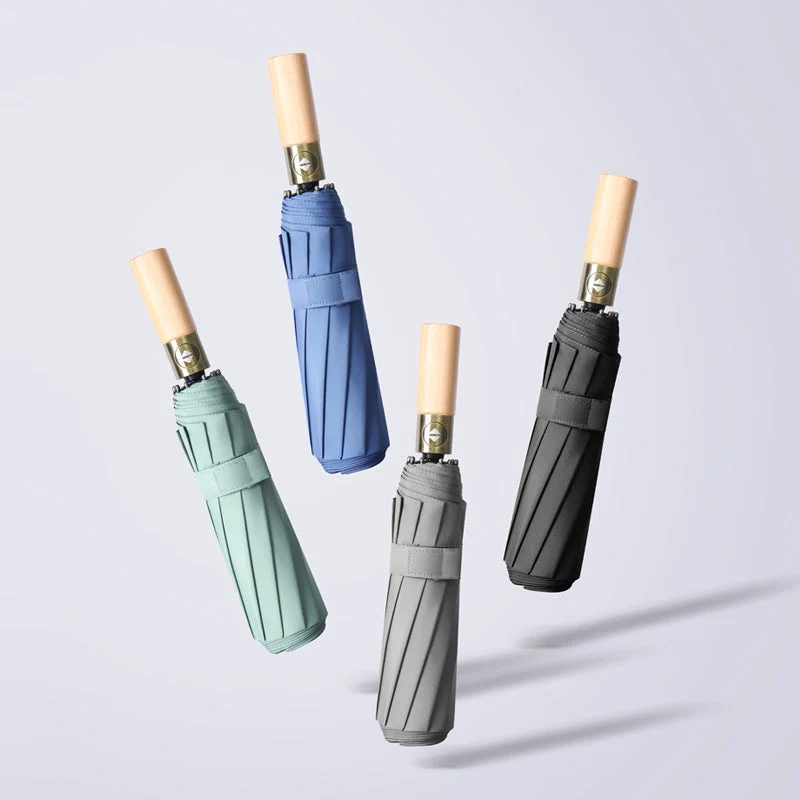 Damer elegant foldbare paraply med ergonomisk treskaft Luvikno