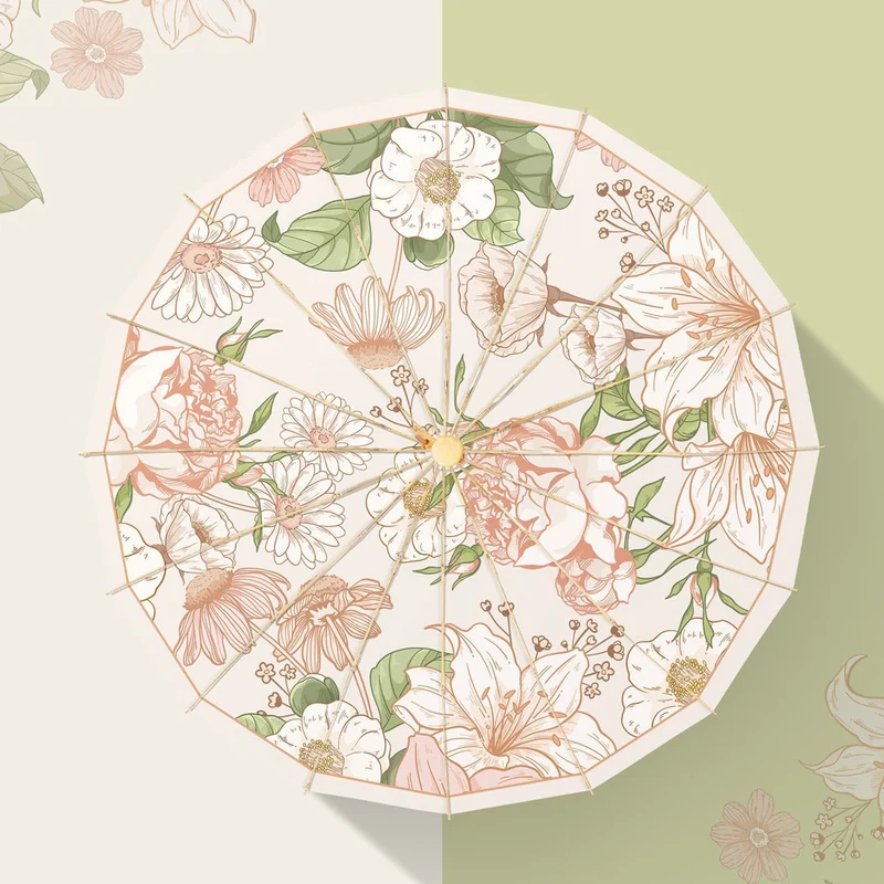 Damer elegant Falt-paraply med blomsterdesign Luvikno