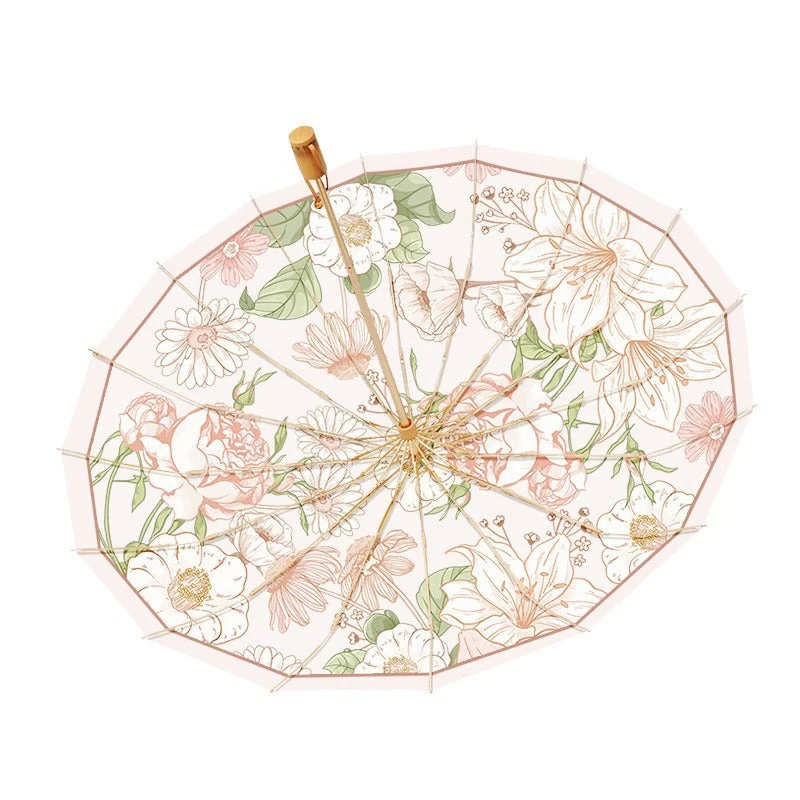 Damer elegant Falt-paraply med blomsterdesign Luvikno