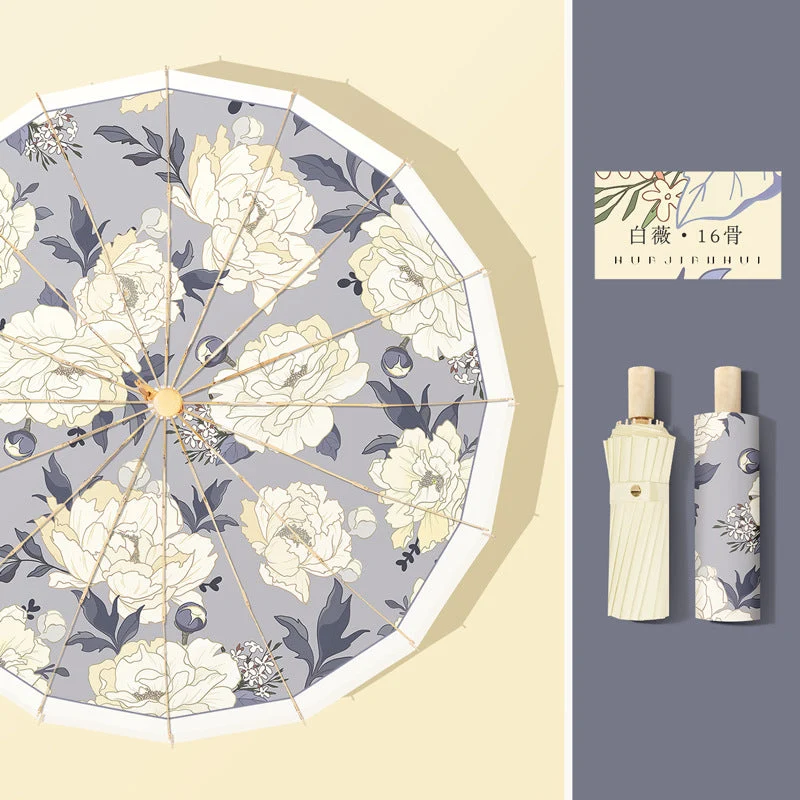 Dame elegant blomster-paraply Luvikno