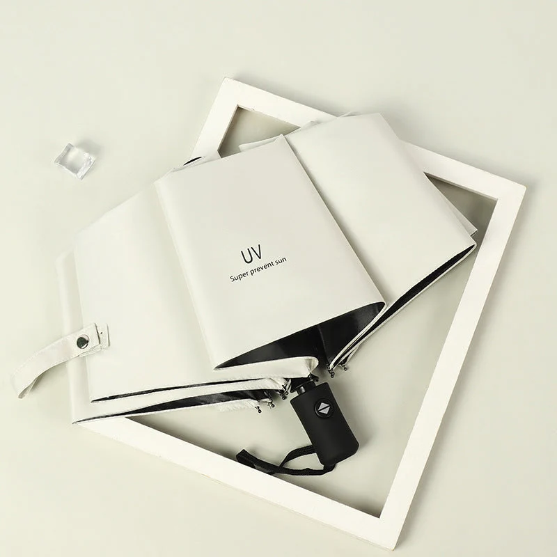 Damer elegant automatisk sammenleggbart paraply med UV-beskyttelse og innovativt åpningssystem Luvikno