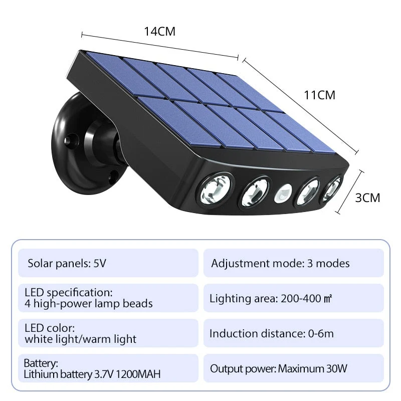 LED Solarlampe med bevegelsessensor for utendørsbruk | Luvikno