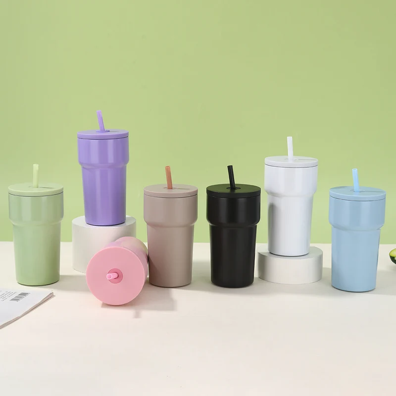 Unisex Isolert Drikkebecher med Støvbeskyttelseslokk og Strå Luvikno