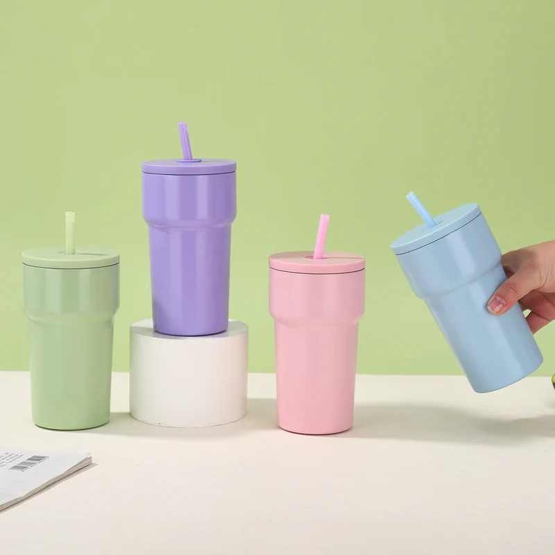 Unisex Isolert Drikkebecher med Støvbeskyttelseslokk og Strå Luvikno