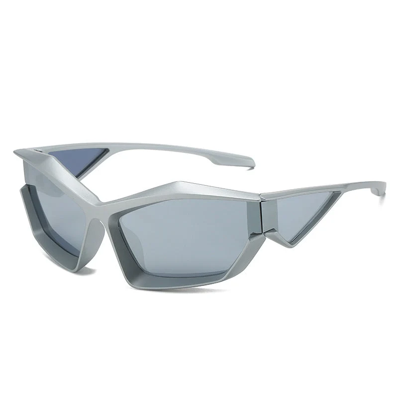 Dame sporty performance solbriller med moderne geometrisk ramme Luvikno