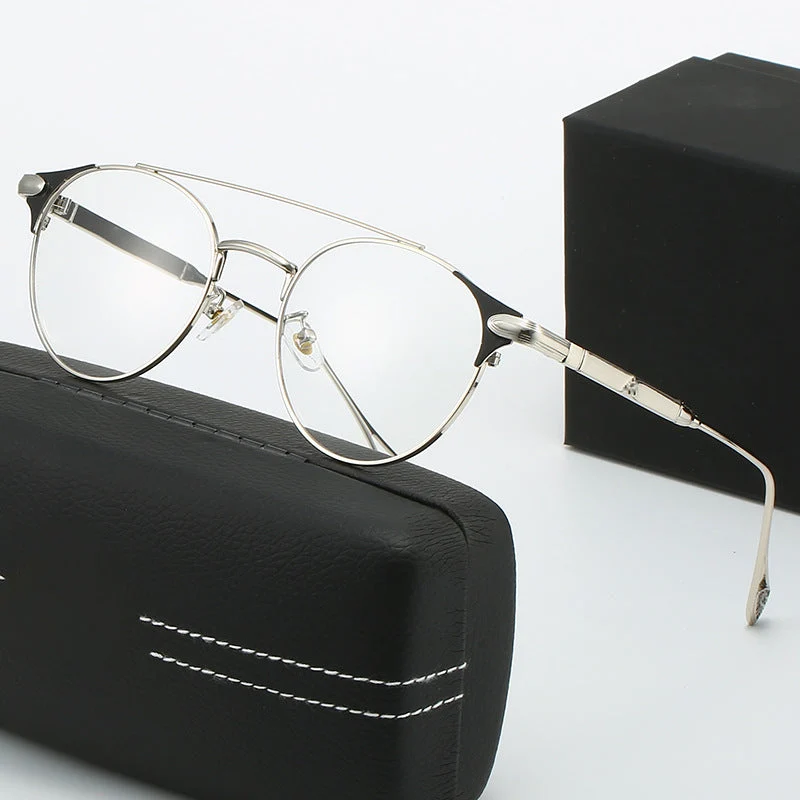 Dame rund Vintage-solbrille med høykvalitets metallramme og robust design Luvikno