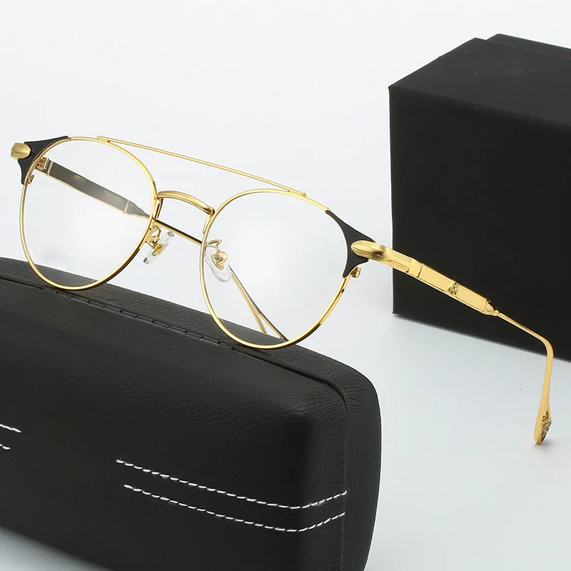 Dame rund Vintage-solbrille med høykvalitets metallramme og robust design Luvikno