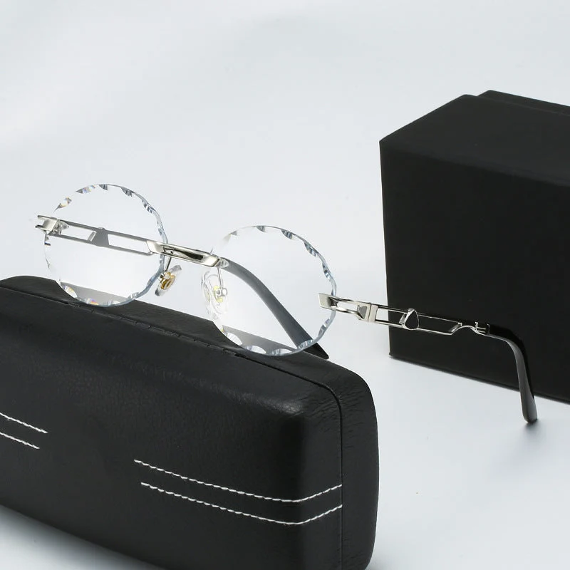 Dame rund solbrille med unikt bølgedesign og høykvalitets metallramme Luvikno