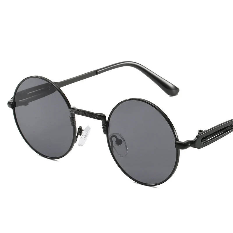 Dame rund modisk solbrille med fint metallramme Luvikno