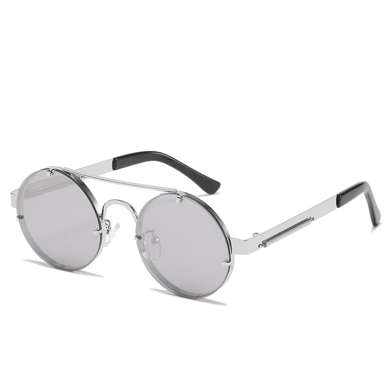 Dame rund designer solbrille med innovativ metallramme og beskyttende linser Luvikno