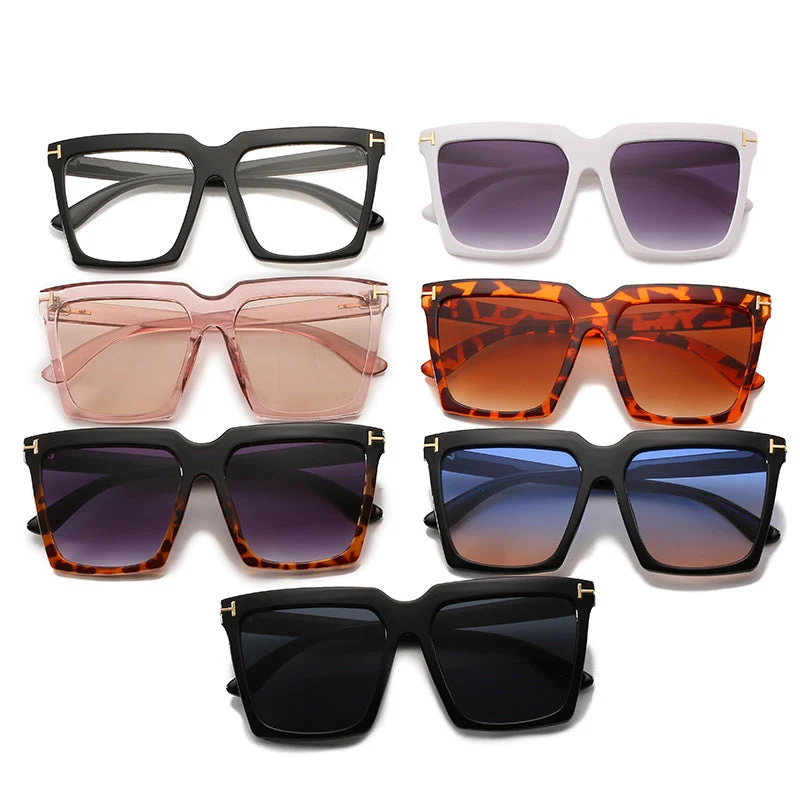 Dame oversized firkantet solbrille med luksuriøse aksenter Luvikno
