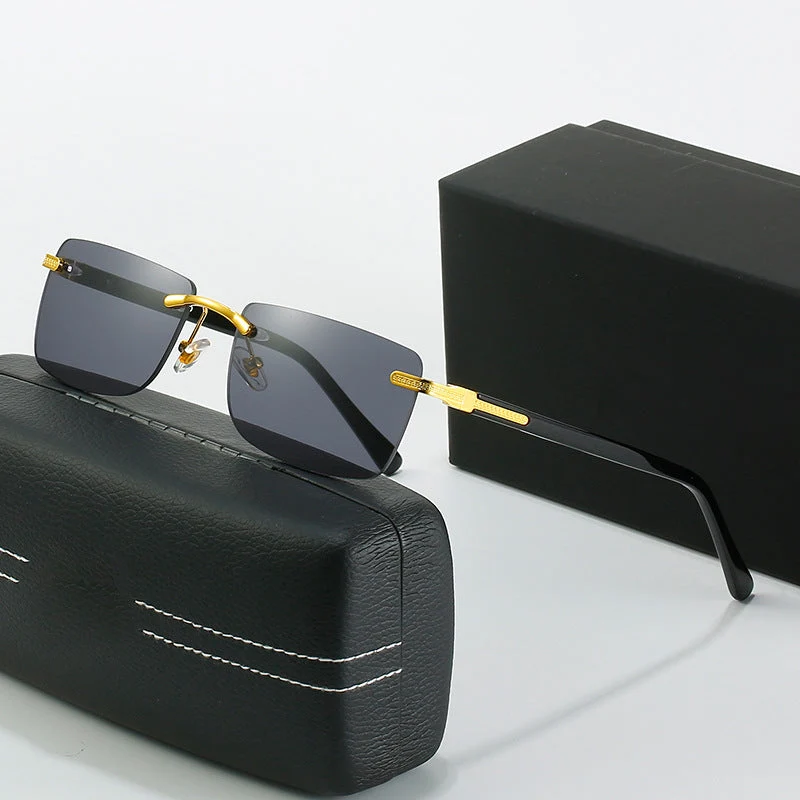 Dame moteriktig solbrille med stilren, firkantet ramme og elegante metallkanter Luvikno