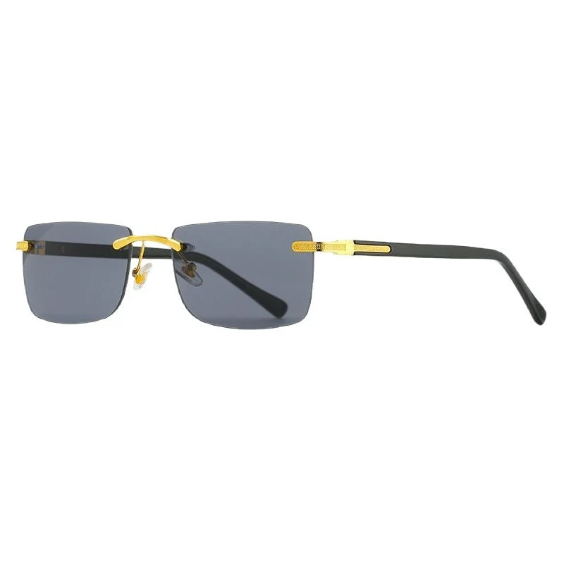 Dame moteriktig solbrille med stilren, firkantet ramme og elegante metallkanter Luvikno