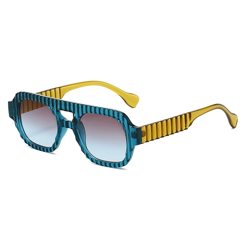 Dame moteriktig solbrille i futuristisk design med strukturert ramme Luvikno