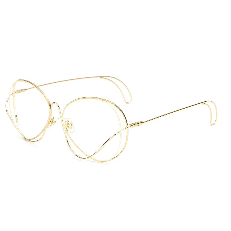 Dame moteriske halvrammebriller med filigran, minimalistisk design Luvikno