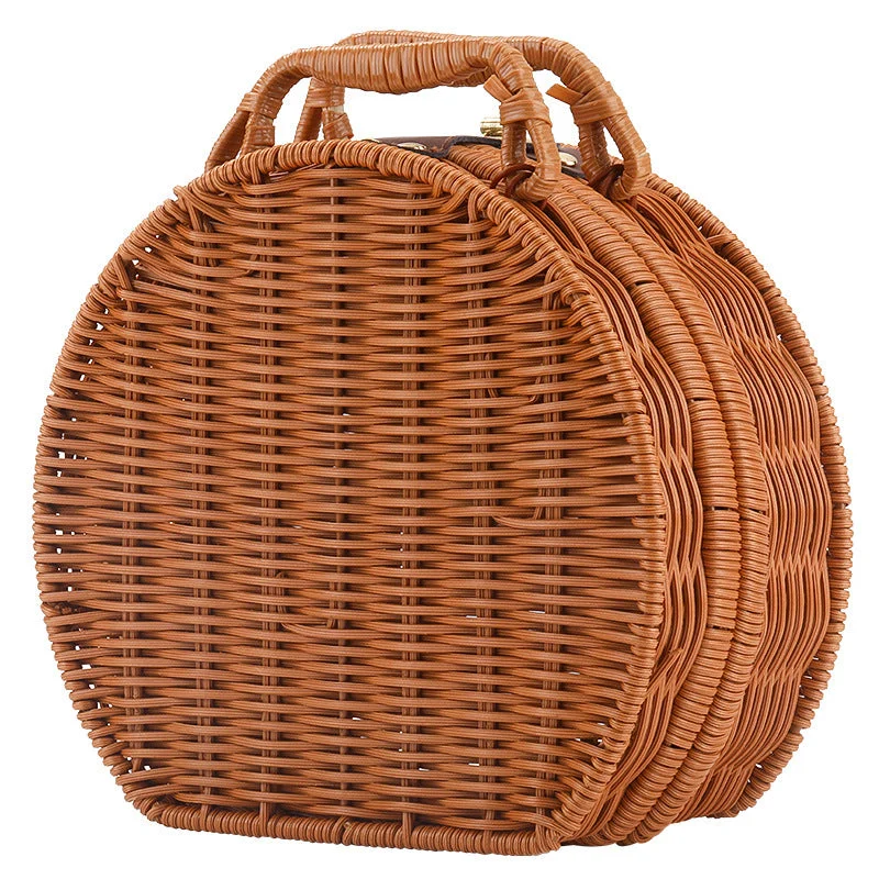 Damer Runde Wicker Håndveske Luvikno