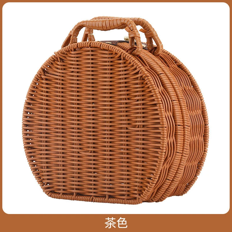 Damer Runde Wicker Håndveske Luvikno
