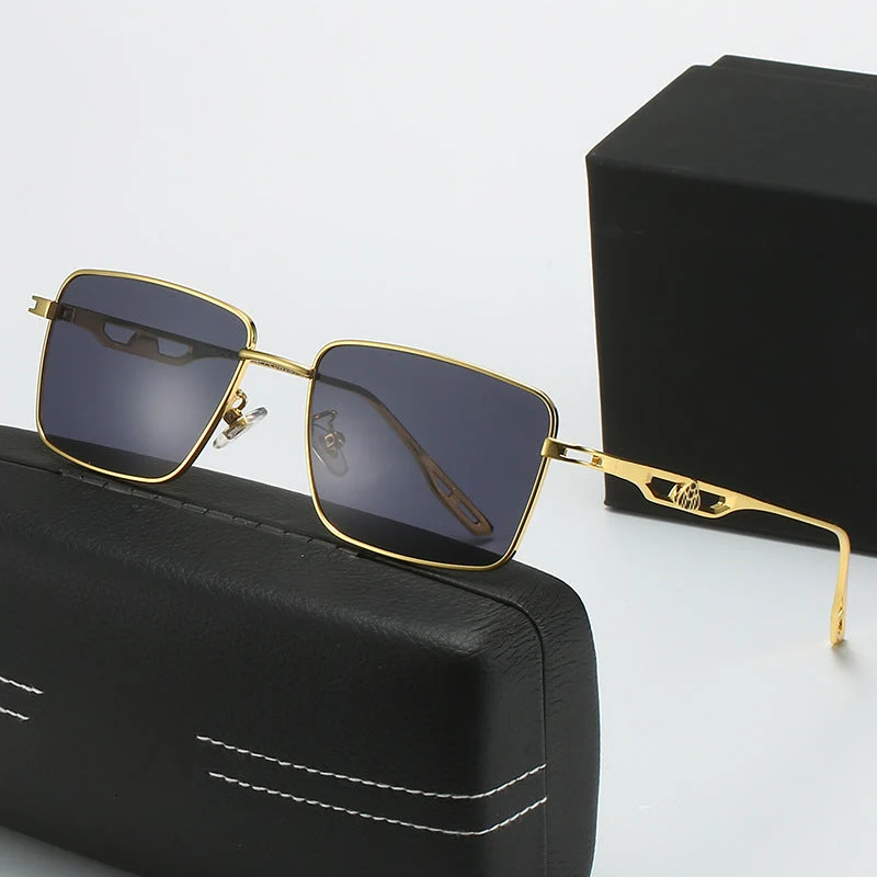 Dame luksus solbrille med markant geometrisk ramme og polarisert glass Luvikno
