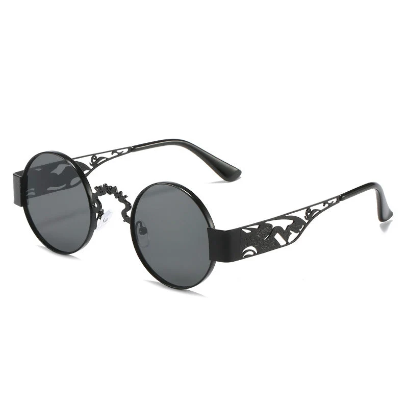 Dame kunstnerisk rundt solbrille med elegant filigranramme Luvikno