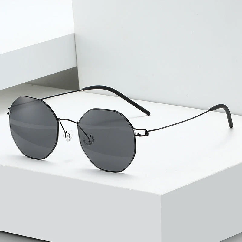 Dame geometrisk solbrille med høykvalitets metallramme og speilglass Luvikno