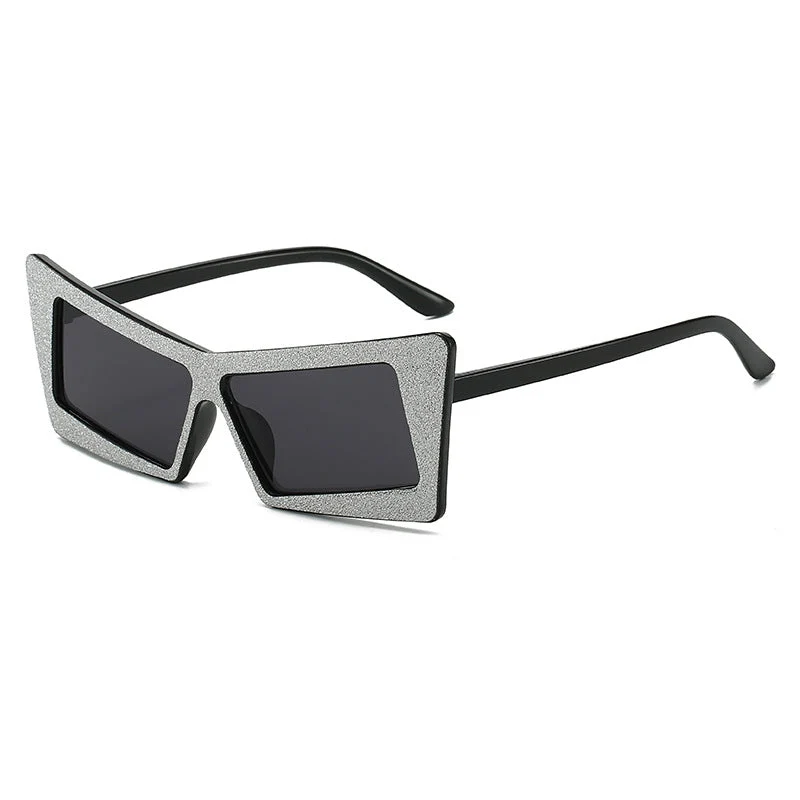 Dame geometrisk solbrille med glitrende elementer Luvikno