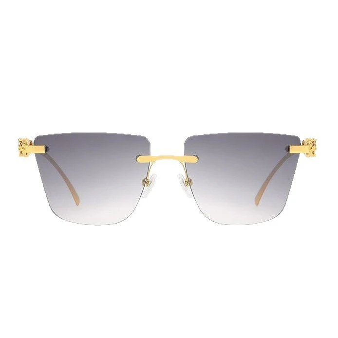 Dame Geometrisk Solbrille med elegant gullfarget detalj Luvikno