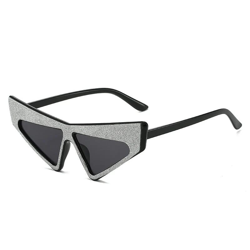 Dame futuristisk solbrille med glitrende ramme Luvikno