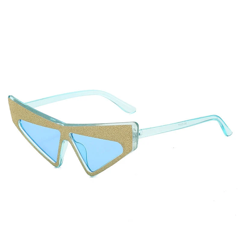 Dame futuristisk solbrille med glitrende ramme Luvikno