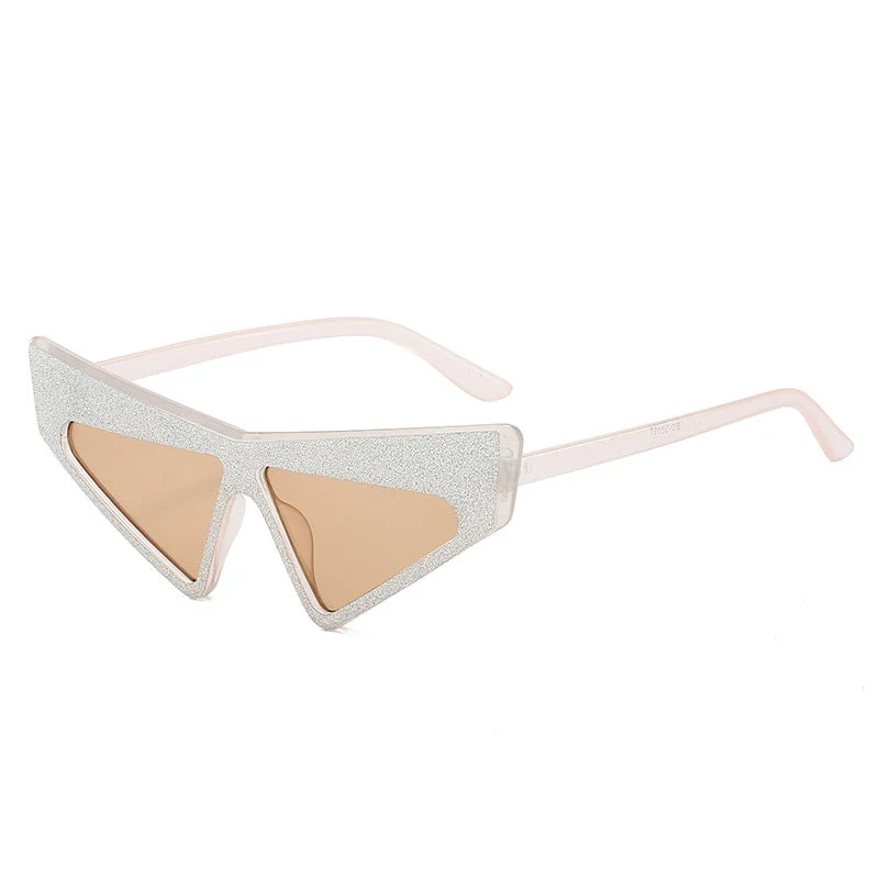 Dame futuristisk solbrille med glitrende ramme Luvikno