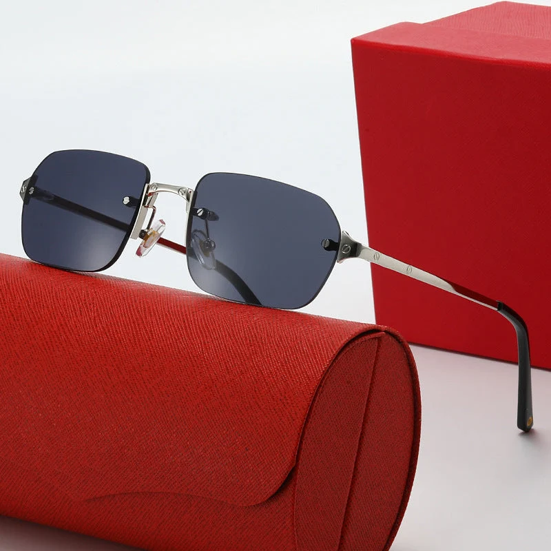 Dame elegante moteriktig solbrille med høykvalitets metallramme Luvikno