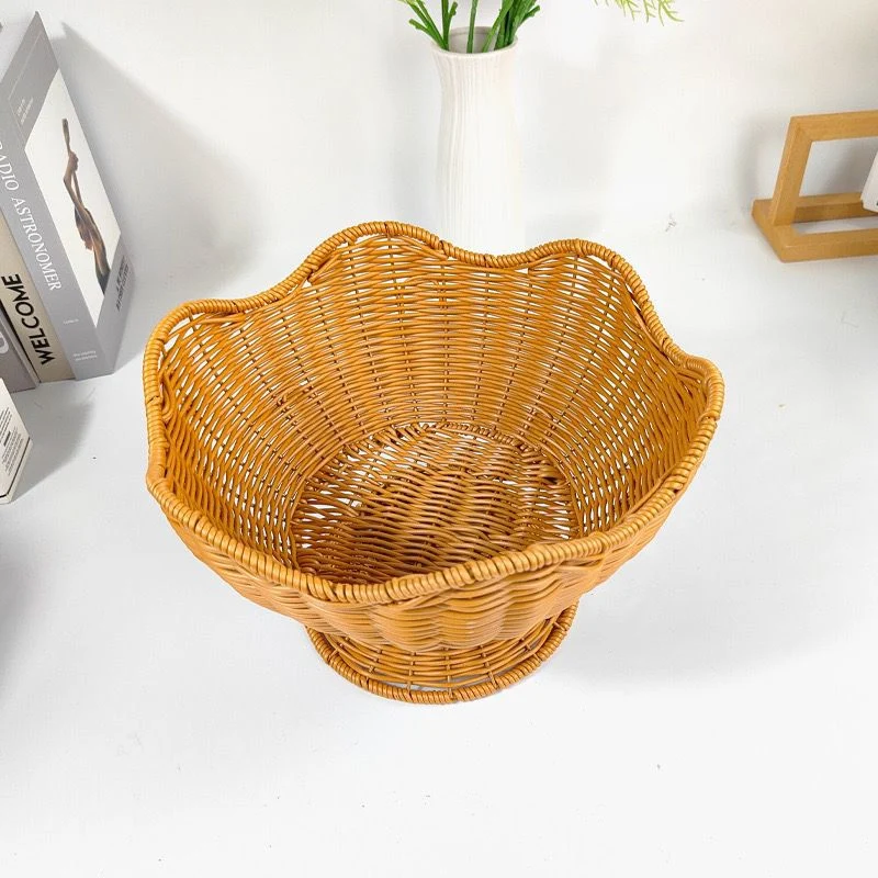Unisex Rattan Fruktskål med elegante bølgelinjer Luvikno