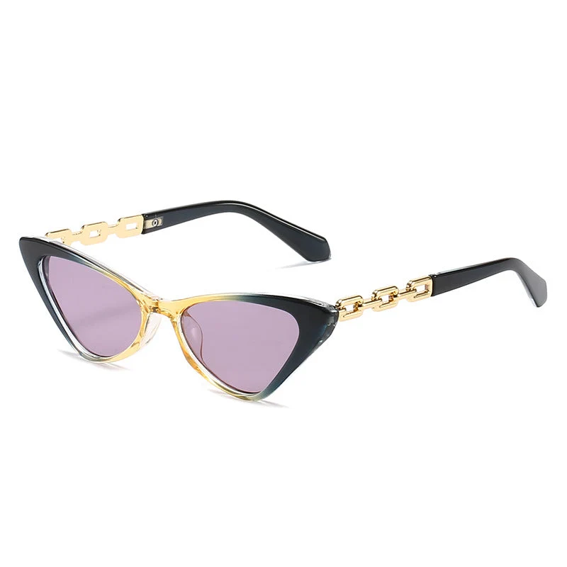 Dame Cat-Eye solbriller med stilige kjedeaksenter Luvikno