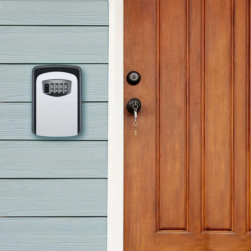 Nøkkelsafe for utendørs med kode og deksel | Luvikno