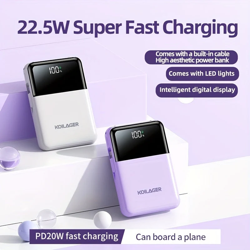 Powerbank 10000mAh Mini med Display | Luvikno
