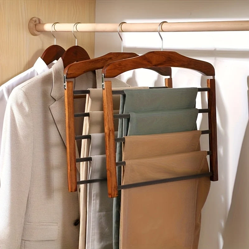 Wood Pants Hanger Multi-Layer 2 Piece Set | Luvikno
