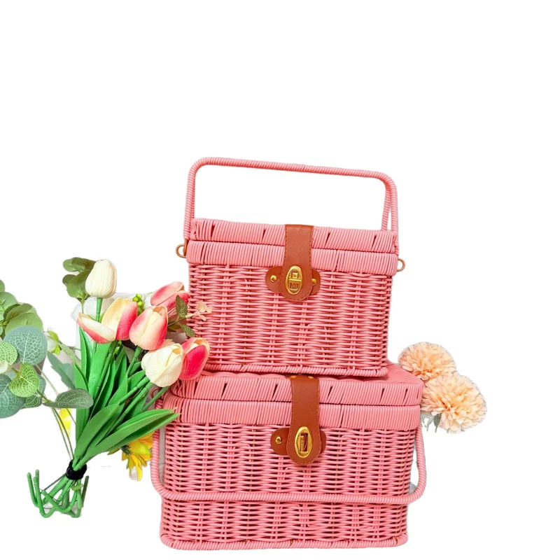 Dame Håndlaget Rattan Piknikkurv Luvikno