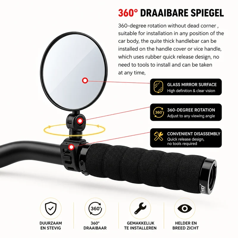 SeeEz Sykkel Bakspeil for Styre | Luvikno