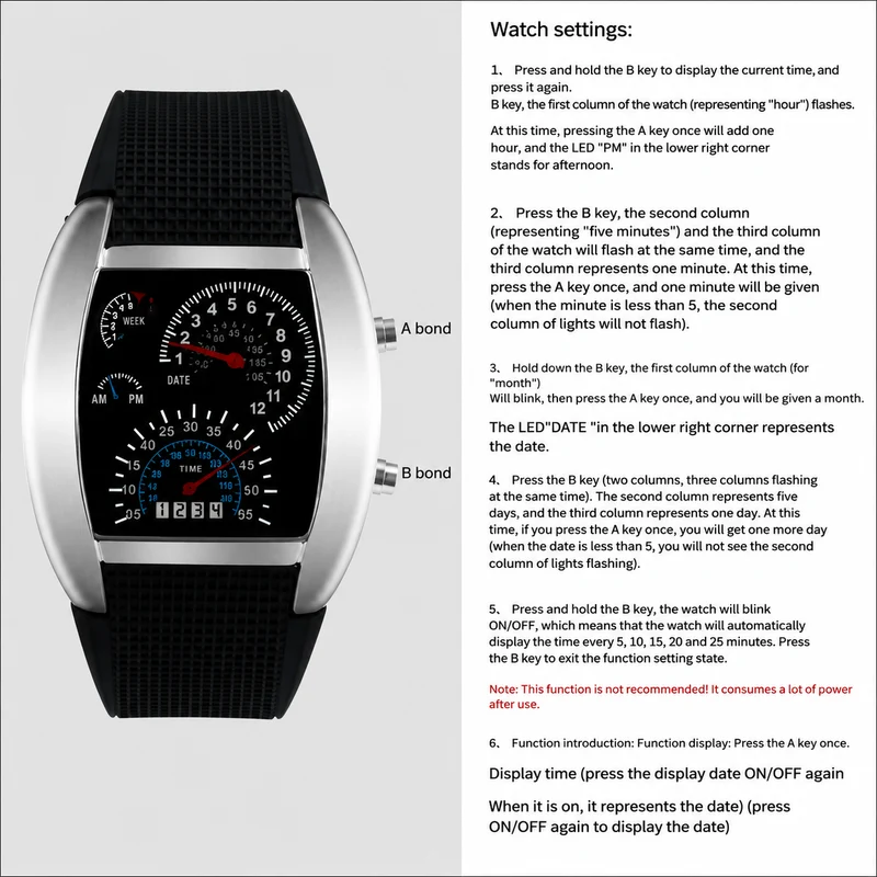 Rennuhr LED Digital Sport Watch with Strap | Luvikno