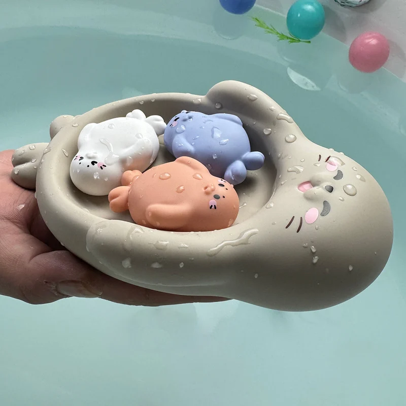Unisex Badeglede leketøyssett med søte flodhestfigurer Luvikno