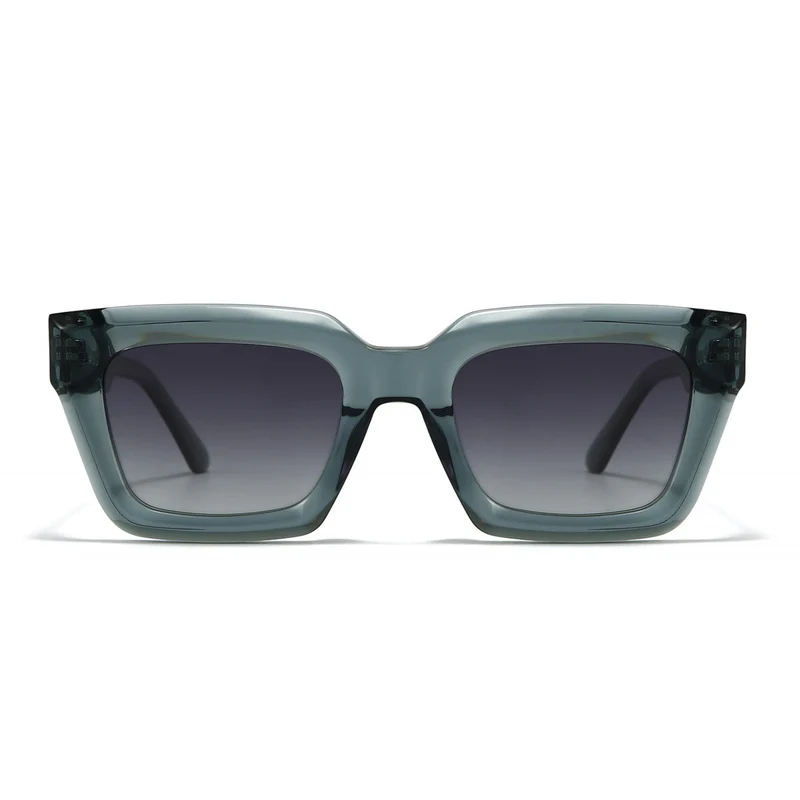 Dame firkantet solbrille med moderne plastikkinnestel og myke linser Luvikno