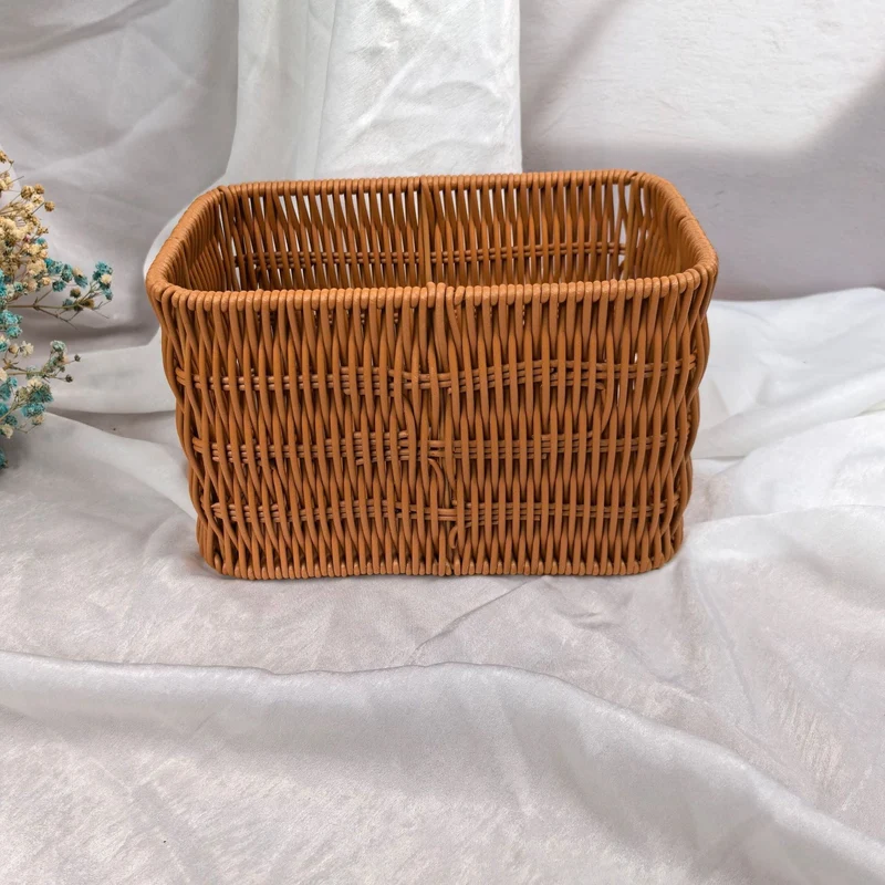Dame stilige Rattan-beholder med perlehåndtak Luvikno