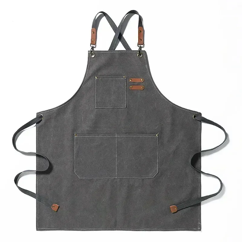Canvas forkle med lommer, justerbart, Unisex | Luvikno