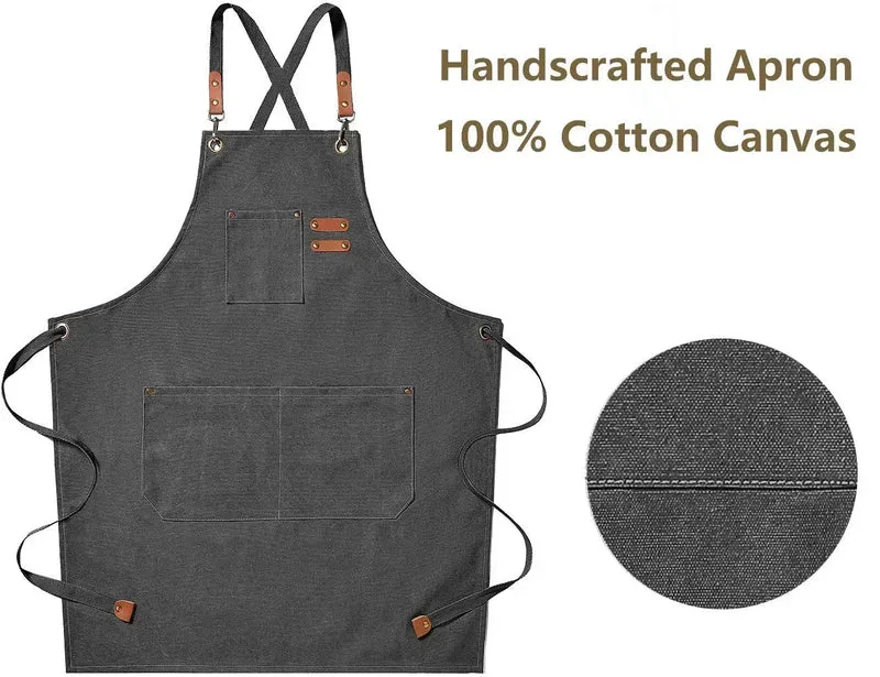 Canvas forkle med lommer, justerbart, Unisex | Luvikno