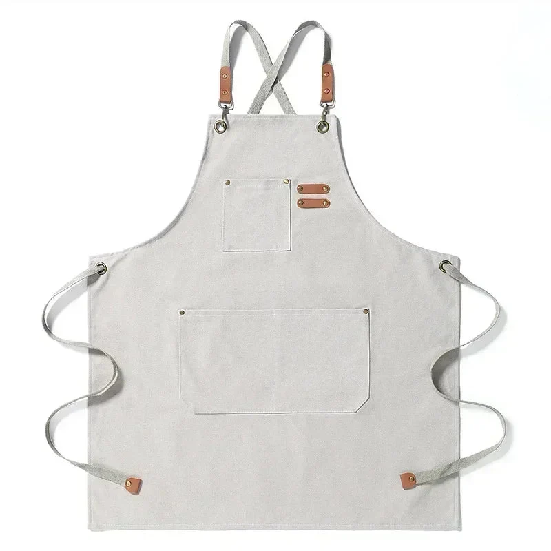 Canvas forkle med lommer, justerbart, Unisex | Luvikno
