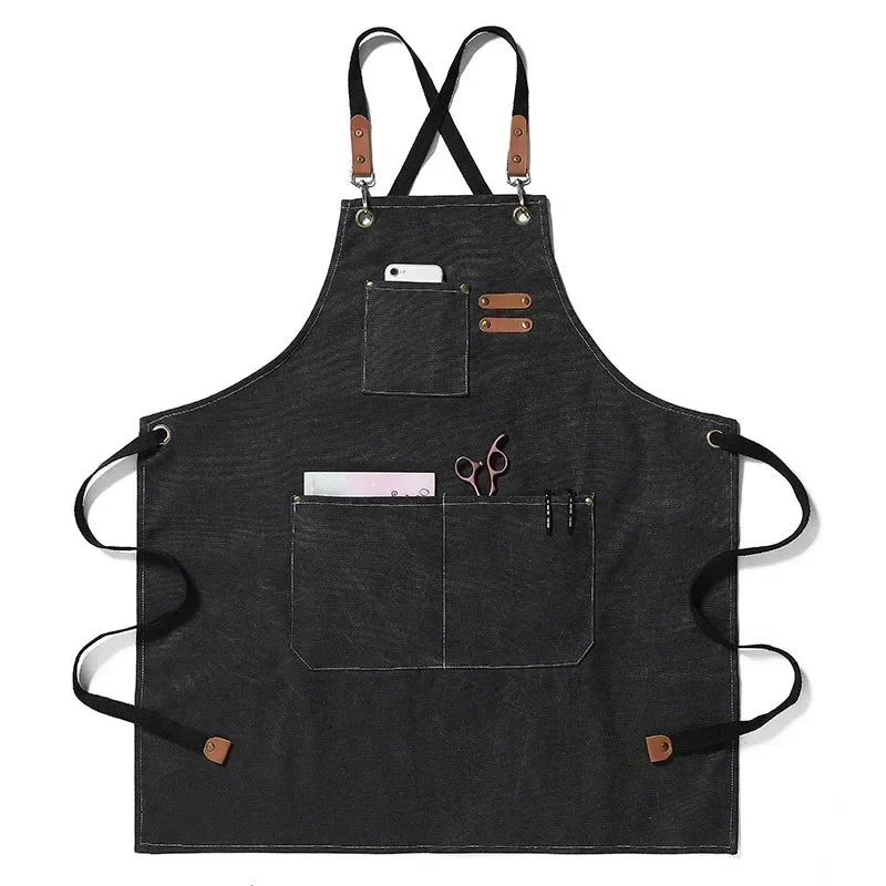 Canvas forkle med lommer, justerbart, Unisex | Luvikno